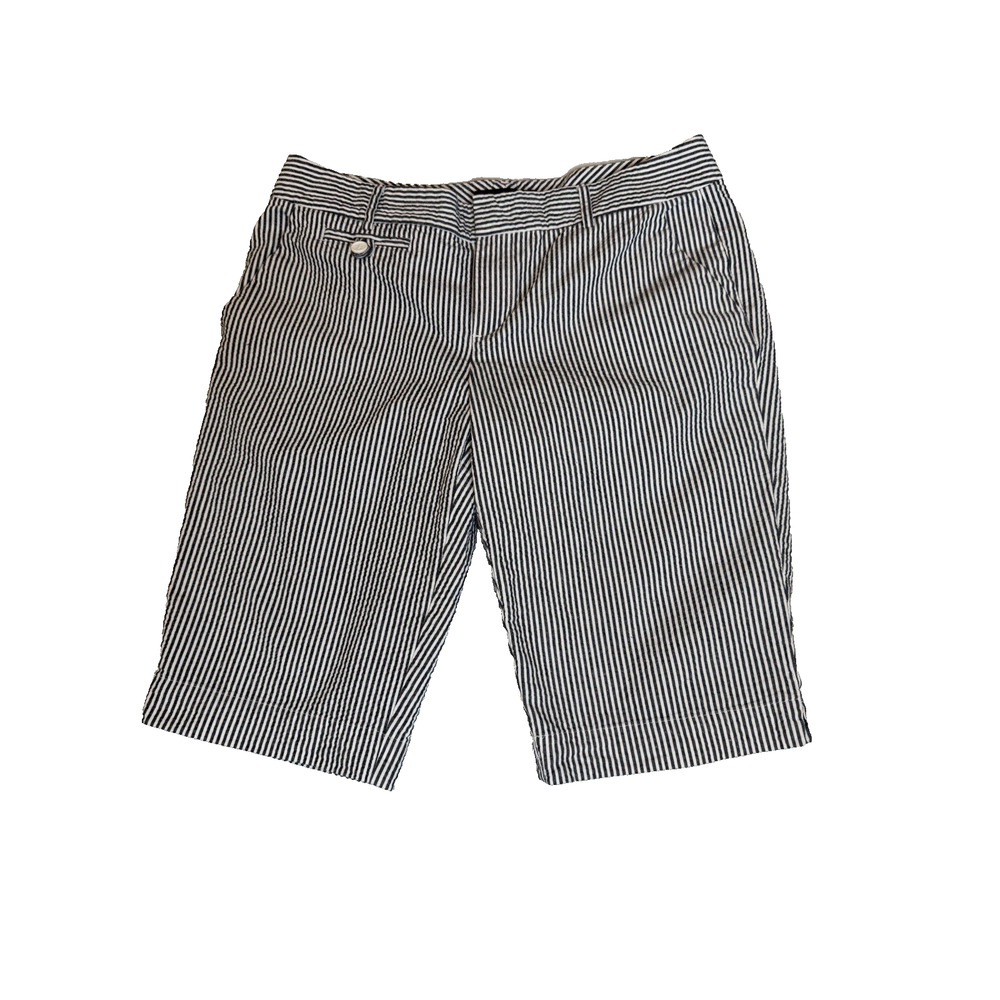 Daisy Fuentes Women’s Bermuda Shorts Size 10 Navy/White Stripes Seersucker